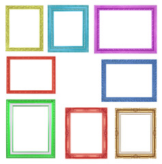 The collection colorful frames on the white background