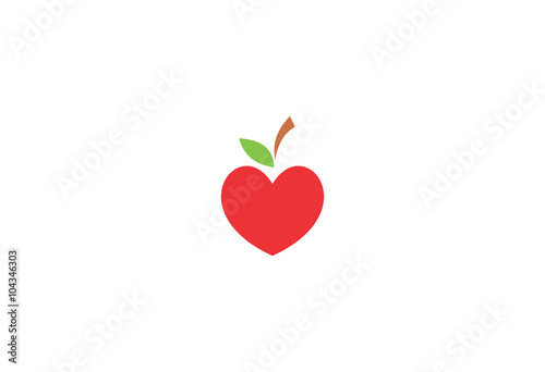 apple fruit and heart symbols of healthy food logo photo