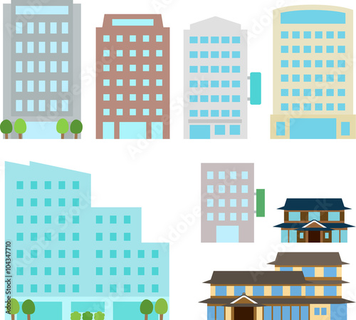 ホテル、旅館の建物のセット