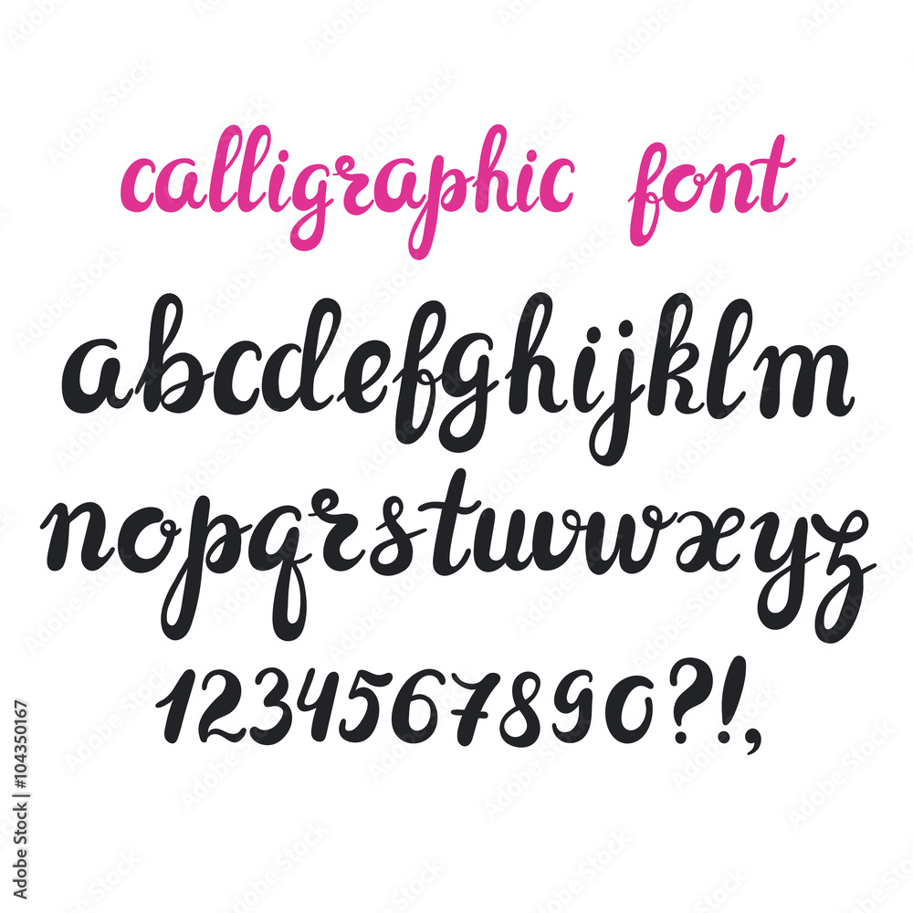 Hand drawn brush pen calligraphy cursive font. Stock Vector