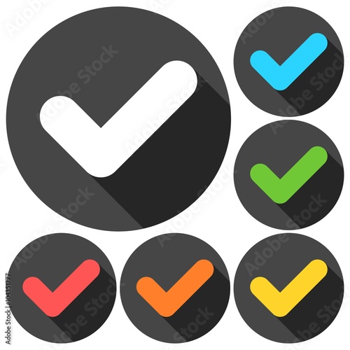Checkmark Icons set with long shadow
