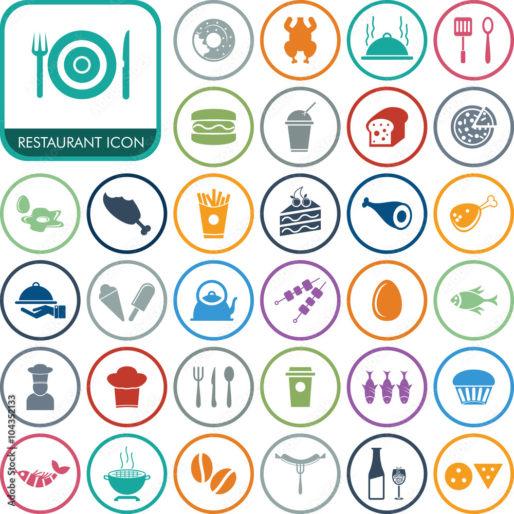 Fototapeta premium Food & Restaurant Icon For Web & mobile.
