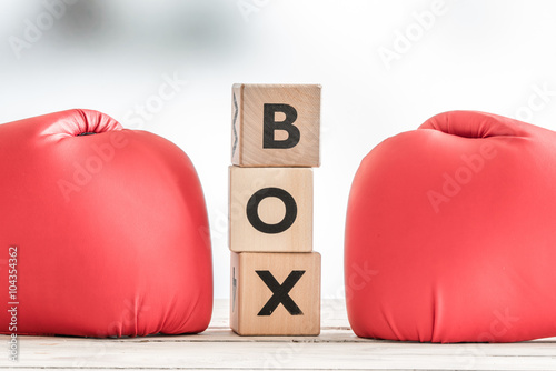 Boxing gloves and a boxing sign photo