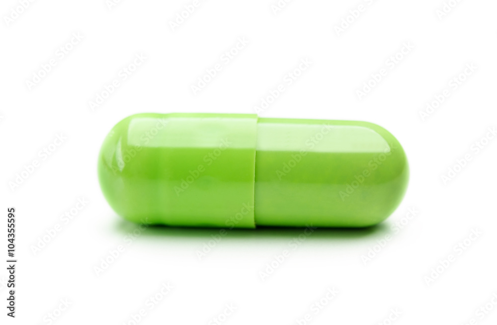close up of one green capsule
