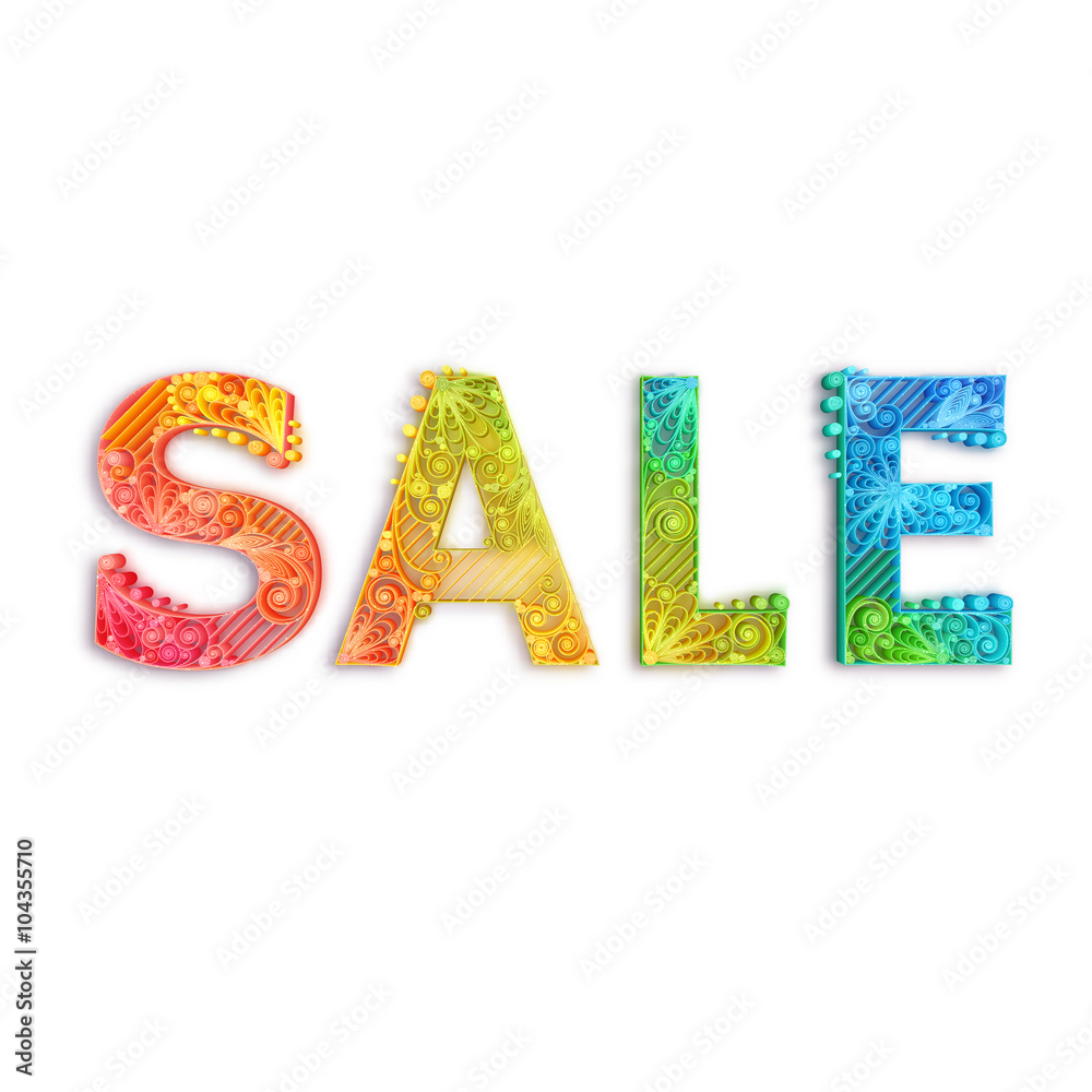 Rainbow banner with Sale label. Vector illustration. White background. Rainbow banner with Sale label. Vector illustration. White background.