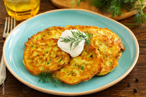 Vegetable fritters of zucchini.