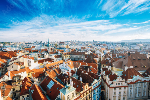 Cityscape of Prague, Czech Republic. View from viewpoint on old 