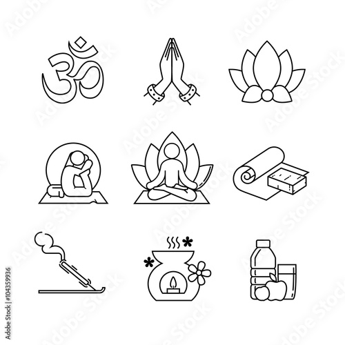 Yoga thin line art icons set