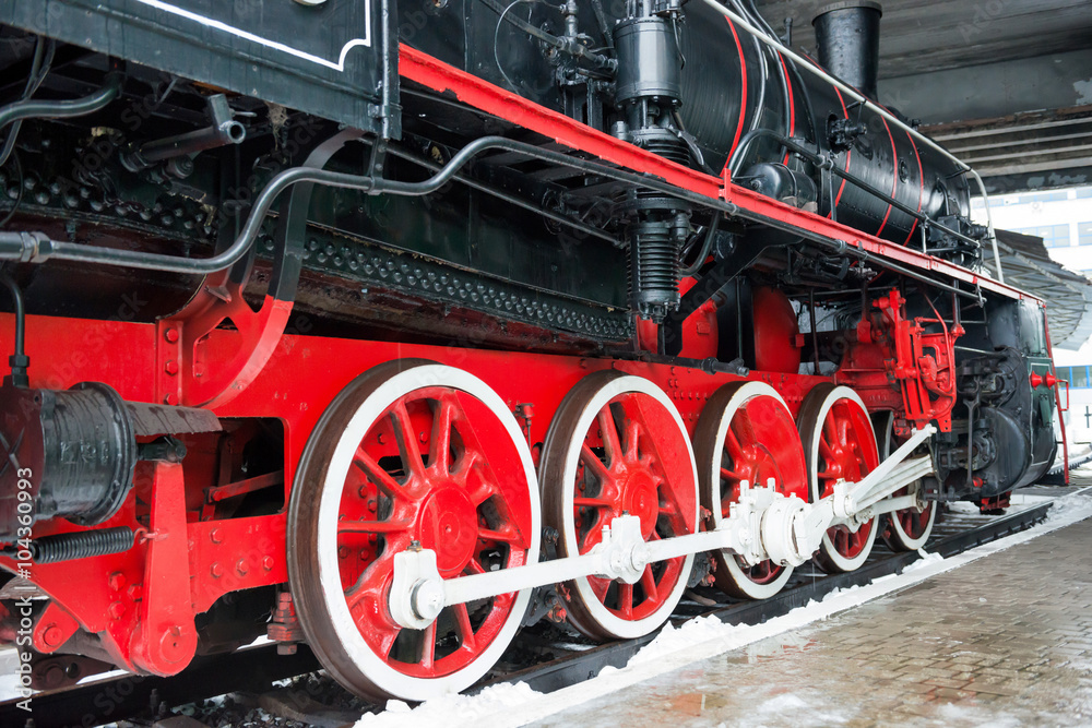 Old black steam locomotive wheels Old black steam locomotive wheels