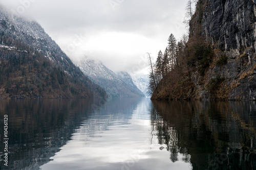 Fototapeta Naklejka Na Ścianę i Meble -  View from Konigsee lake, Berchtesgaden, Germany in the winter