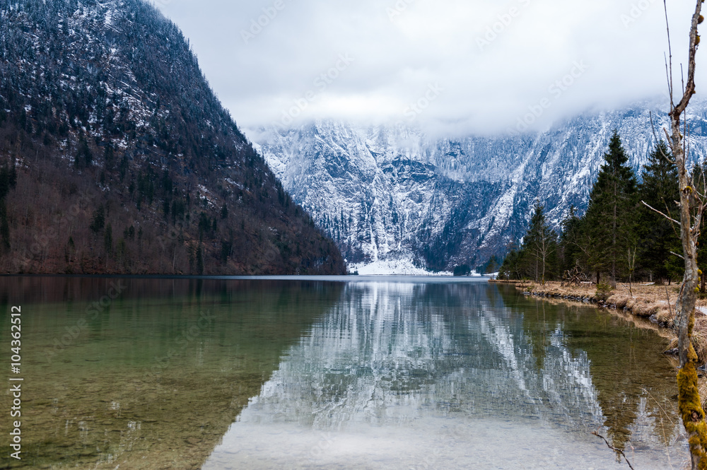 View from Konigsee lake, Berchtesgaden, Germany in the winter