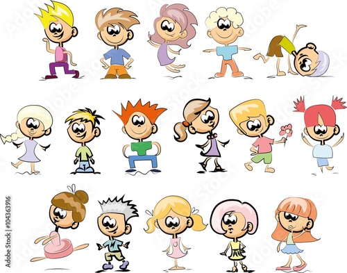Fototapeta Naklejka Na Ścianę i Meble -  Cartoon doodle happy children