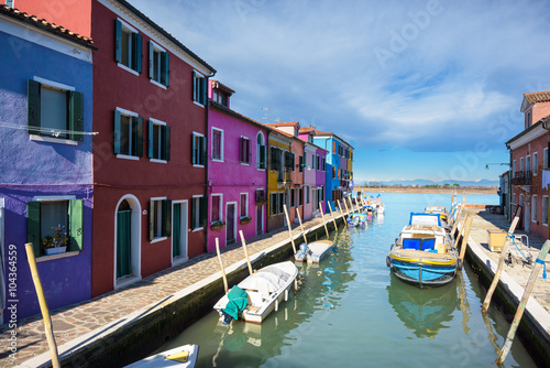 Unusually colorful houses in an artistic medieval village of Bur