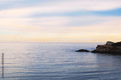 Sundown over the sea with dramatic sky