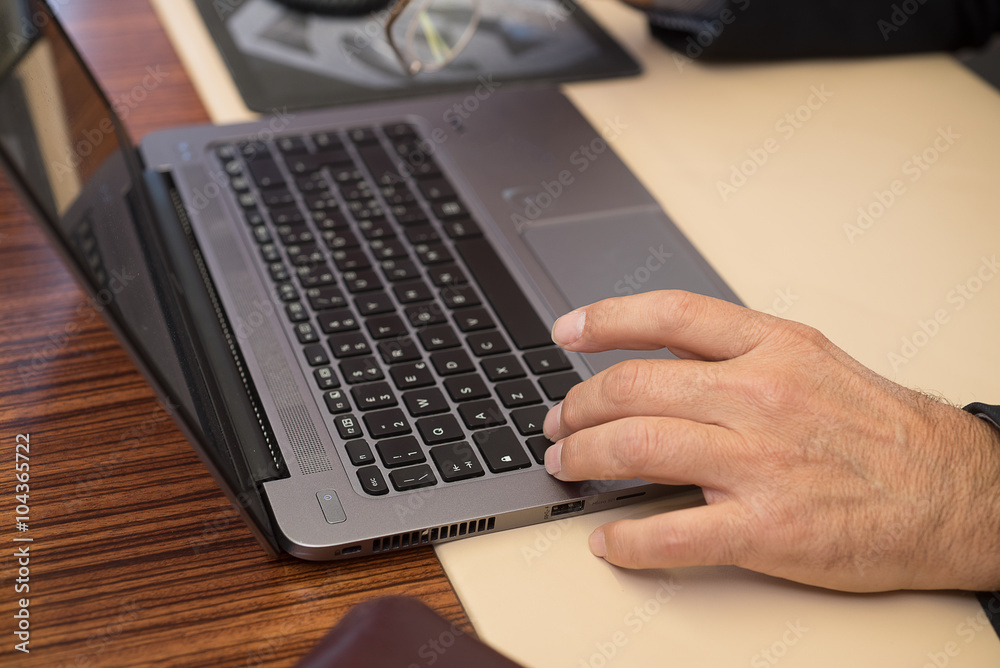 businessman working at desk with computer businessman working at desk with computer