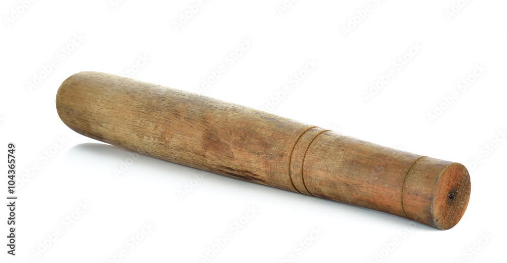 wooden mortar isolated on a white background