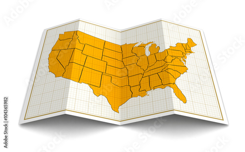 Map of USA. Image with clipping path.