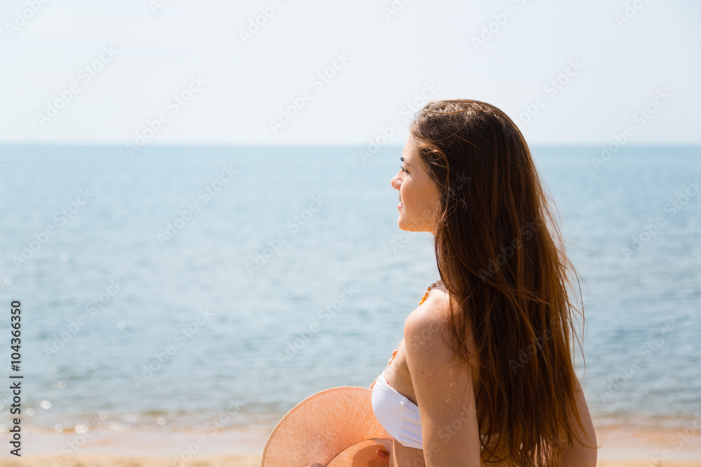 Portrait of a charming girl relaxing on sea Portrait of a charming girl relaxing on sea