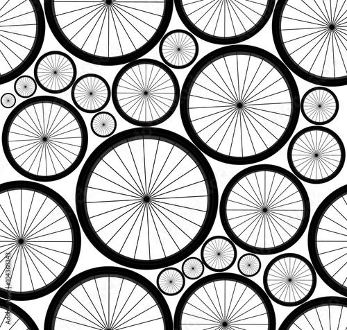 Cute vector seamless pattern with bike wheels. You can use any color of background