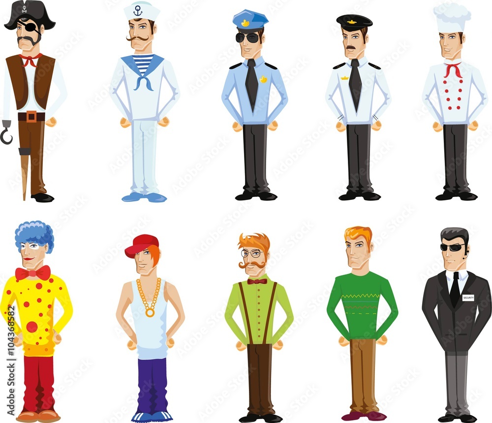 Cartoon vector characters of different professions 