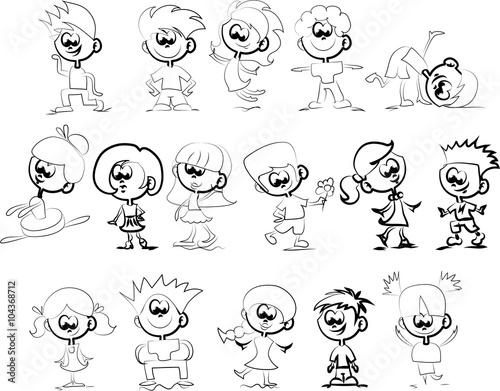 Cartoon doodle happy children