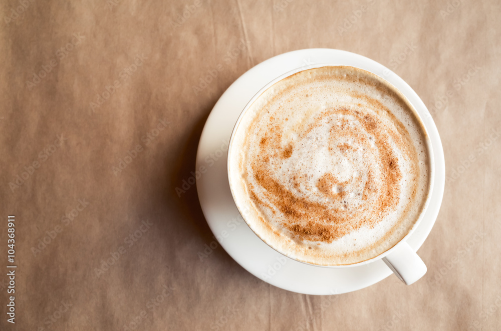 Cappuccino. Cup of coffee with milk, top view Cappuccino. Cup of coffee with milk, top view