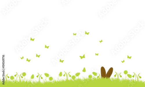Osterwiese mit osterhase