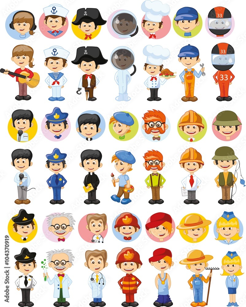 Cartoon vector characters of different professions Cartoon vector characters of different professions