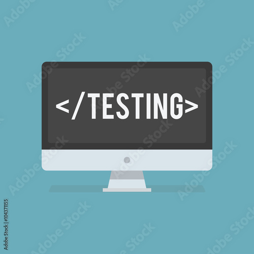 Software testing flat icon. Software testing vector illustration. Flat design. Software testing successful. Being software tested
