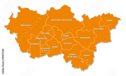 simple outline map of the Ruhr region in Germany photo