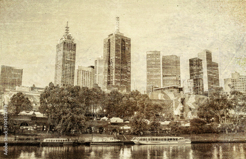 Vintage panorama of Melbourne, Australia © jovannig