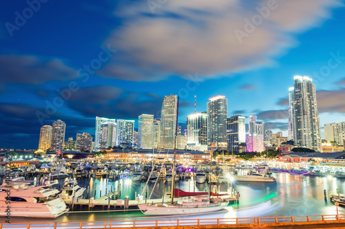 Sunset over Miami, Florida. Wonderful cityscape at dusk