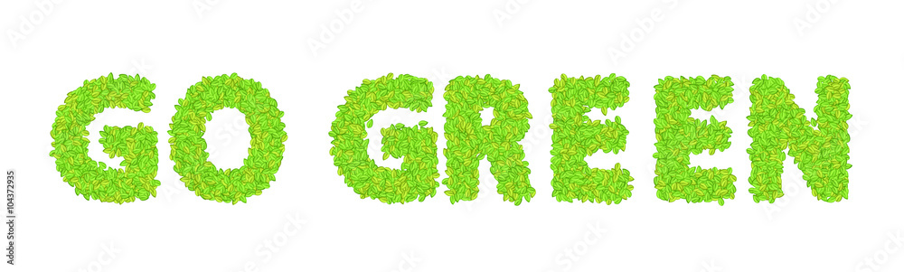 vector word go green with leaves on a white vector word go green with leaves on a white