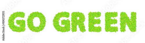 vector word go green with leaves on a white