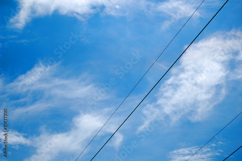 electric cables in the Blue Sky