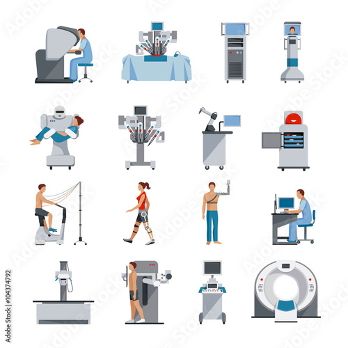 Bionic Icons With Surgical And Diagnostic Equipment
