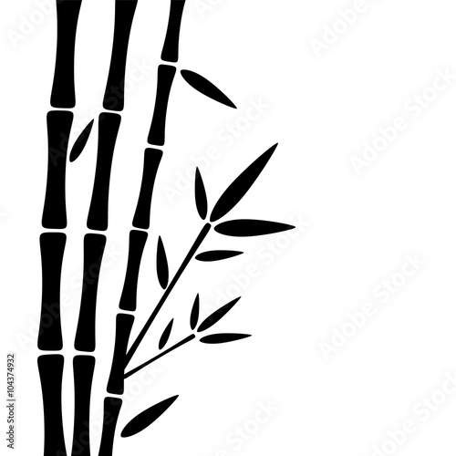 Bamboo trees black silhouettes isolated