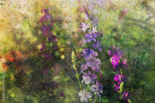 watercolor artwork with cute delphinium flowers