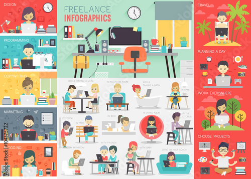 Freelance Infographic set with charts and other elements.