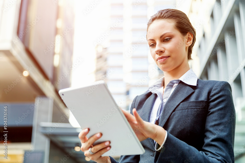 Portrait of business woman smiling outdoor