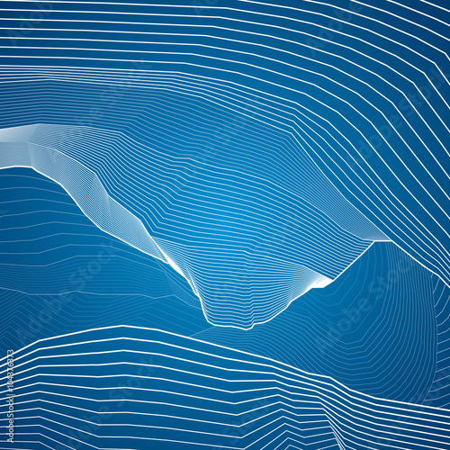 White lines, abstraction composition, mountains, vector design background