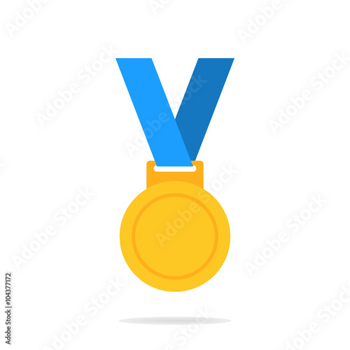 Gold medal. Gold medal icon. Gold medal on the white background. Isolated gold medal. Gold medal for first place. Gold medal flat icon