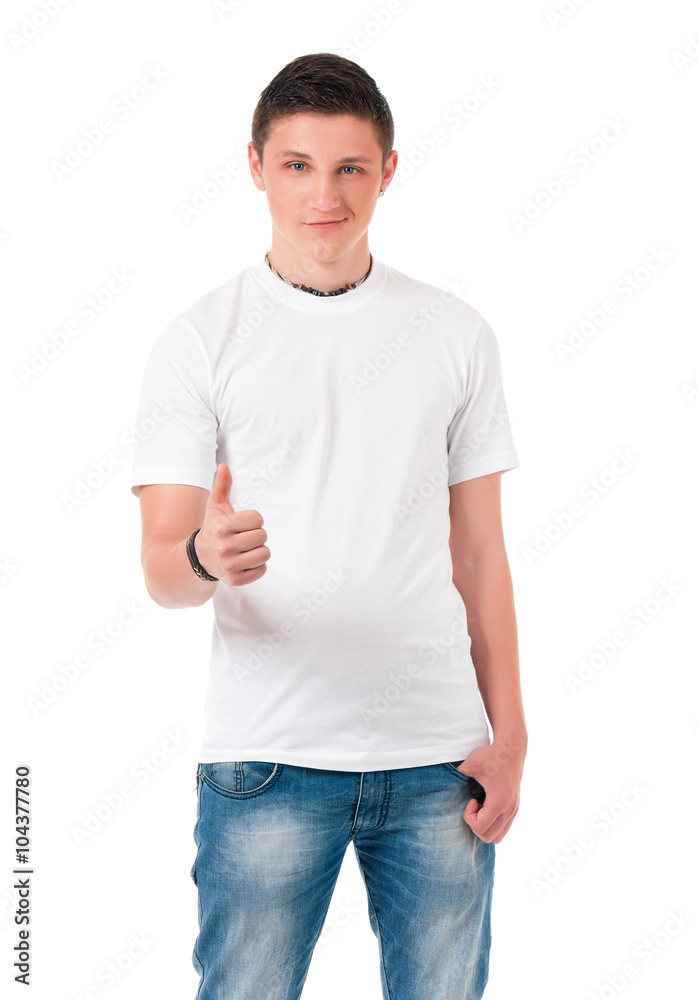 Student boy showing thumb sign Student boy showing thumb sign