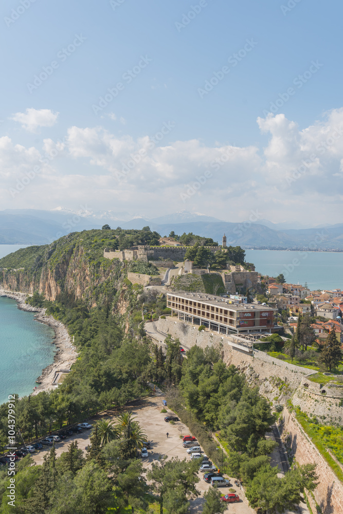 Panoramic view of the old town in Nafplio, Greece.