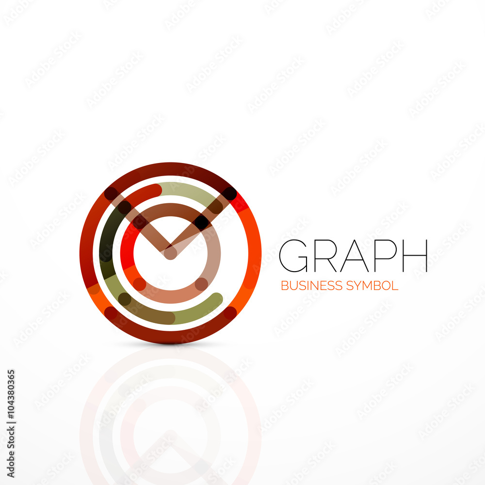 Fototapeta premium Abstract logo idea, linear chart or graph business icon. Creative vector logotype design template