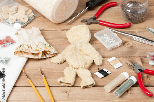 Soft Toy Creation Process. Teddy Style Bear. Sewing Accessories.