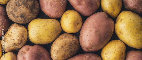 Raw potatoes  background wide screen