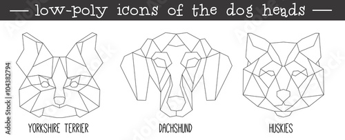 Front view of dog head triangular icon set