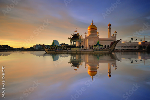 Beautiful View of Sultan Omar Ali Saifudding Mosque, Bandar Seri Begawan, Brunei, Southeast Asia photo