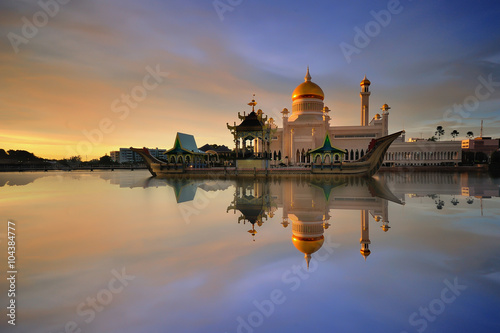 Beautiful View of Sultan Omar Ali Saifudding Mosque, Bandar Seri Begawan, Brunei, Southeast Asia